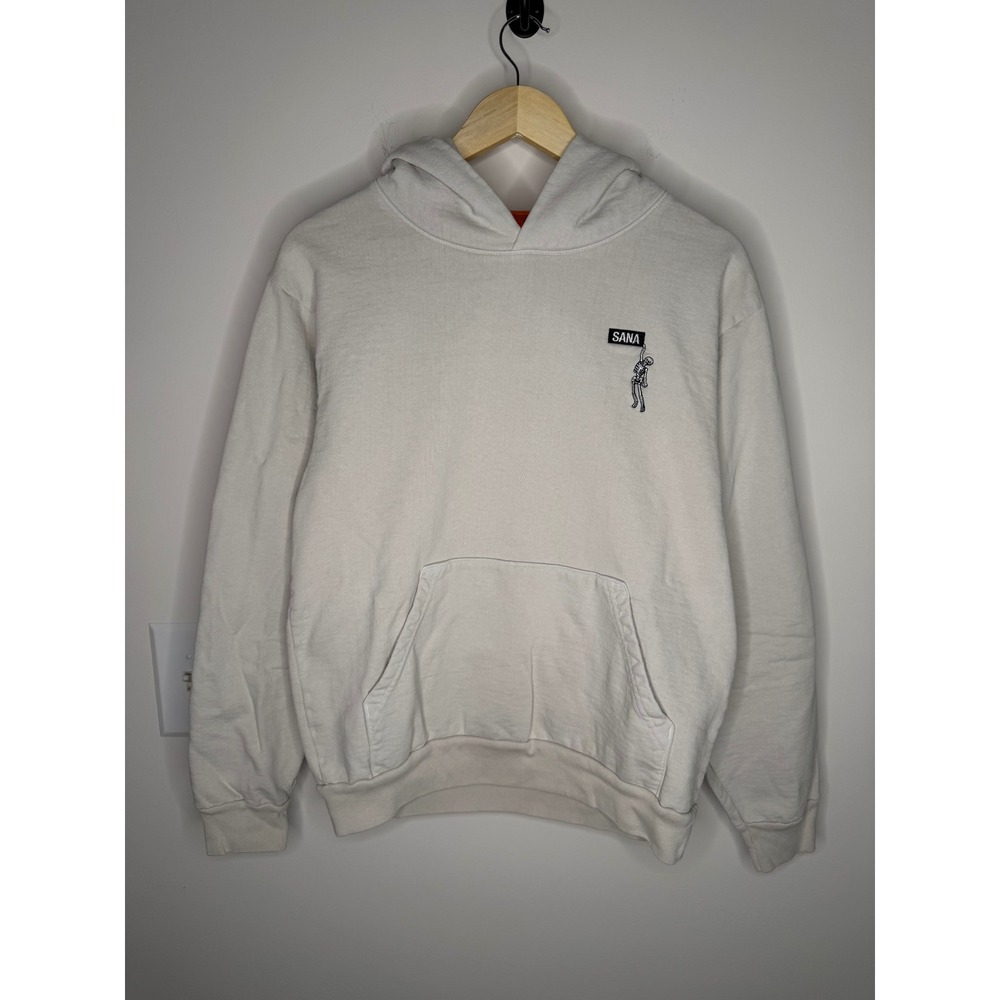 SANA Detroit Skeleton Logo Hoodie Off White Cream Size Small Streetwear Pullover